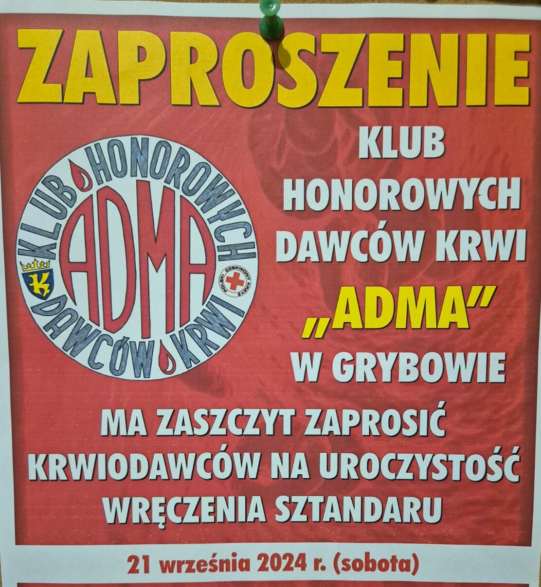 Zaproszenie na Uroczystość Wręczenia Sztandaru